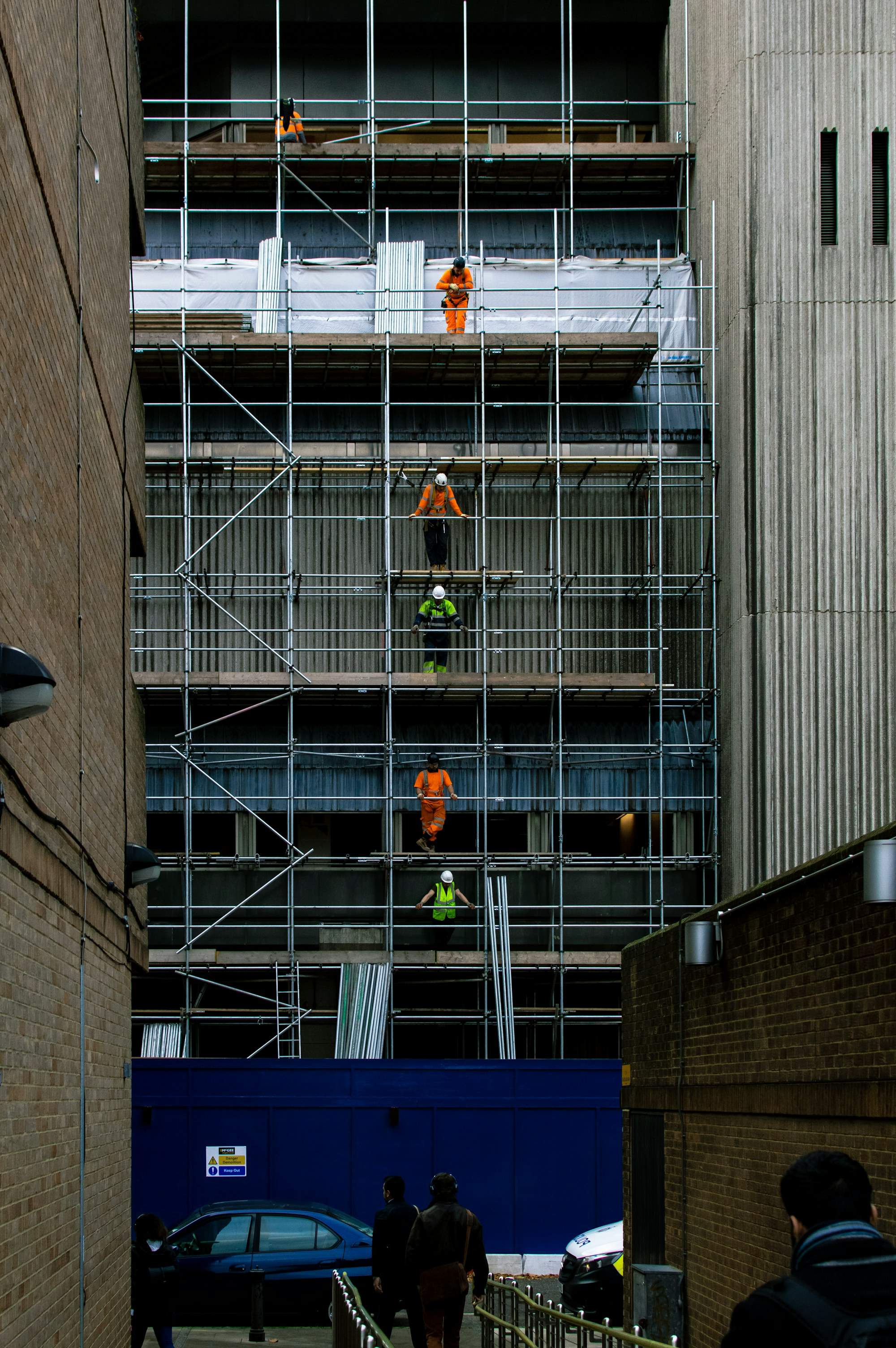 Workers on scaffolding